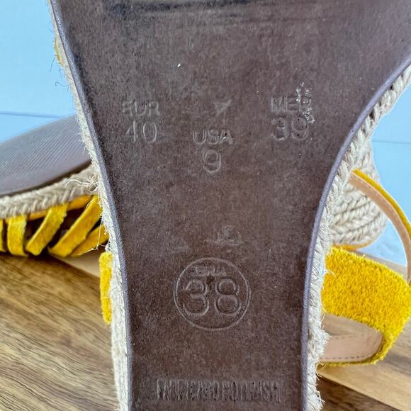 Seychelles Yellow Leather Weave Espadrilles Wedge Closed Toe Sandals 9/40 - Picture 9 of 10